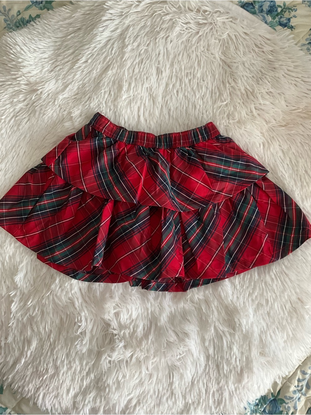 Max Studio Kids Red Plaid Tiered Skater Skirt